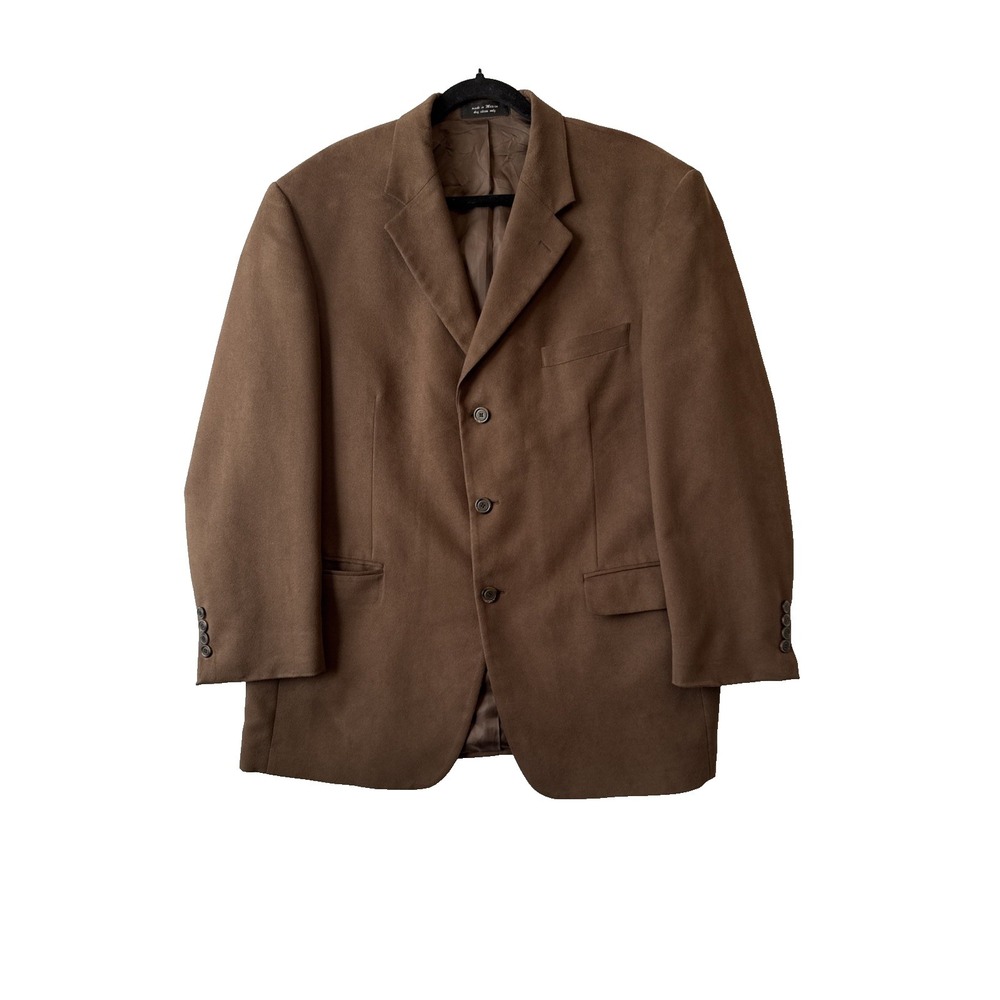 Gianfranco Ruffini Italy Faux Suede Brown 3 Button Blazer‎ Jacket Men's 44R